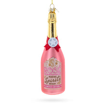 Load image into Gallery viewer, Rose Sparling Wine Bottle Glass Christmas Ornament