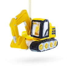 Load image into Gallery viewer, Yellow Excavator Glass Christmas Ornament
