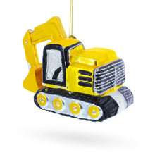 Load image into Gallery viewer, Yellow Excavator Glass Christmas Ornament