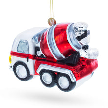 Load image into Gallery viewer, Striped Concrete Mixer Construction Vehicle Glass Christmas Ornament