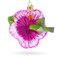 Load image into Gallery viewer, Hummingbird with Hibiscus Glass Christmas Ornament