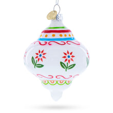 Load image into Gallery viewer, White Finial with Red Floral Pattern Glass Christmas Ornament