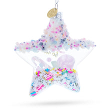 Load image into Gallery viewer, Sugar Star with Shakable Sprinkles Glass Christmas Ornament