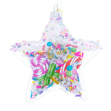 Load image into Gallery viewer, Sugar Star with Shakable Sprinkles Glass Christmas Ornament
