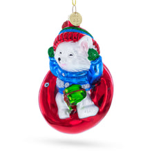 Load image into Gallery viewer, Puppy on Snow Tube Glass Christmas Ornament