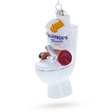 Load image into Gallery viewer, Fix-It Plumber Throne with Plunger &amp; Wrench Glass Christmas Ornament