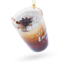 Load image into Gallery viewer, Whipped Latte Holiday Drink with Cinnamon Stick Glass Christmas Ornament