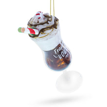 Load image into Gallery viewer, Frappy with Whipped Cream Glass Christmas Ornament