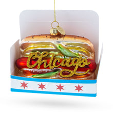 Load image into Gallery viewer, Chicago Style Hot Dog Glass Christmas Ornament