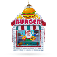 Load image into Gallery viewer, Santa’s Holiday Burger Stand Glass Christmas Ornament