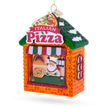 Load image into Gallery viewer, Italian Pizzeria with Santa Glass Christmas Ornament