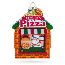 Load image into Gallery viewer, Italian Pizzeria with Santa Glass Christmas Ornament