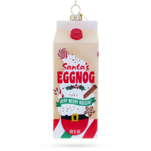 Load image into Gallery viewer, Holiday Eggnog Milk Carton Glass Christmas Ornament