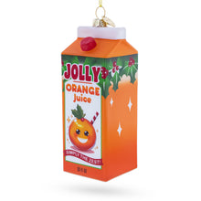 Load image into Gallery viewer, Jolly Christmas Orange Juice Box Glass Christmas Ornament