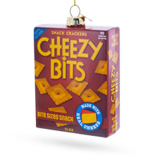 Load image into Gallery viewer, Cheezy Bits Cracker Box Glass Christmas Ornament