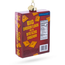 Load image into Gallery viewer, Cheezy Bits Cracker Box Glass Christmas Ornament