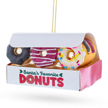 Load image into Gallery viewer, Santa’s Favorite Donuts Box Glass Christmas Ornament