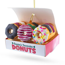 Load image into Gallery viewer, Santa’s Favorite Donuts Box Glass Christmas Ornament