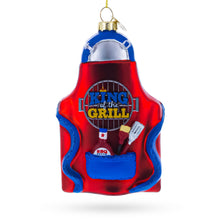 Load image into Gallery viewer, BBQ King of the Grill Apron Glass Christmas Ornament