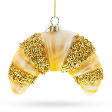 Load image into Gallery viewer, Glittered Croissant Glass Christmas Ornament