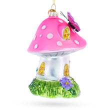 Load image into Gallery viewer, Fairy Mushroom House Glass Christmas Ornament