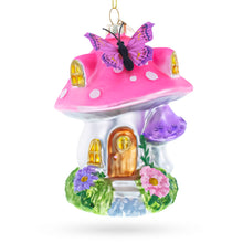 Load image into Gallery viewer, Fairy Mushroom House Glass Christmas Ornament