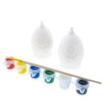 Load image into Gallery viewer, Set of 2 Blank Unpainted DIY Craft Kit Flower Easter Egg Ornaments 3 Inches