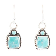 Load image into Gallery viewer, Delicately Detailed Blue Turquoise and Sterling Silver Earrings