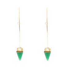 Load image into Gallery viewer, Delphi Green Agate Charm Earrings