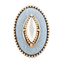Load image into Gallery viewer, Denim Dreams White Mother of Pearl Golden Statement Ring