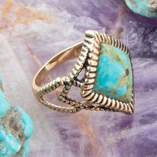 Load image into Gallery viewer, Diamond Days Blue Turquoise and Golden Ring