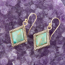 Load image into Gallery viewer, Diamond Days Blue Turquoise and Golden Earrings