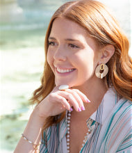 Load image into Gallery viewer, Discus Mother of Pearl Leather Earrings