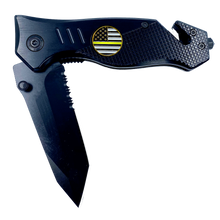 Load image into Gallery viewer, Thin Gold Line Police collectible 3-in-1 Tactical Officer Rescue tool with Seatbelt Cutter, Steel Serrated Blade, Glass Breaker 911 Emergency Dispatcher thin yellow line