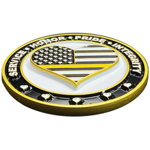 Load image into Gallery viewer, BL3-013 Emergency 911 Police Dispatcher Heart of Gold Challenge Coin Thin Gold Line