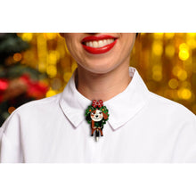 Load image into Gallery viewer, Dog in A Christmas Wreath Button Cover by Laliblue