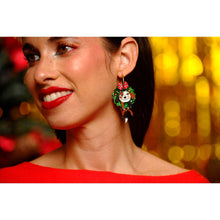 Load image into Gallery viewer, Dog in A Christmas Wreath Earrings by Laliblue