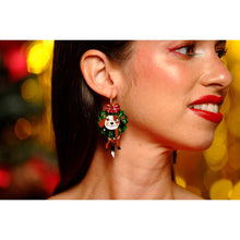 Load image into Gallery viewer, Dog in A Christmas Wreath Earrings by Laliblue