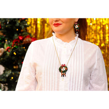 Load image into Gallery viewer, Dog in A Christmas Wreath Necklace by Laliblue