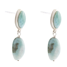Load image into Gallery viewer, Dolce Blue Larimar and Sterling Silver Drop Earrings