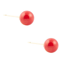 Load image into Gallery viewer, Dot of Red Coral Stud Earrings