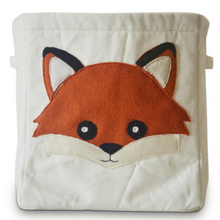 Load image into Gallery viewer, Fabric Storage Bin With Fox Appliqué
