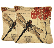 Load image into Gallery viewer, Tache Fly High Dragonfly European Postcard Tapestry Woven Throw Pillow Cover (15044)