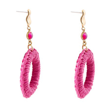 Load image into Gallery viewer, Dreams Pink Magenta Agate Woven Ring Golden Earrings