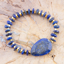 Load image into Gallery viewer, Dreamy  Blue Lapis Chunky Golden Bracelet