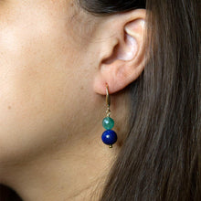 Load image into Gallery viewer, Dreamy Blue Lapis Green Golden Drop Earrings