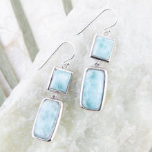 Load image into Gallery viewer, Drops of Blue Larimar Sterling Silver Earrings