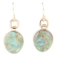 Load image into Gallery viewer, Drops of Blue Turquoise Golden Bronze Drop Earrings