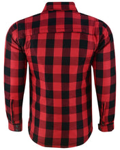Load image into Gallery viewer, Alpha Check Men's  Armored Motorcycle Flannel Shirt - Red/Black
