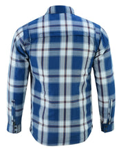 Load image into Gallery viewer, Alpha Check Men's  Armored Motorcycle Flannel Shirt - Blue/White/Maroon